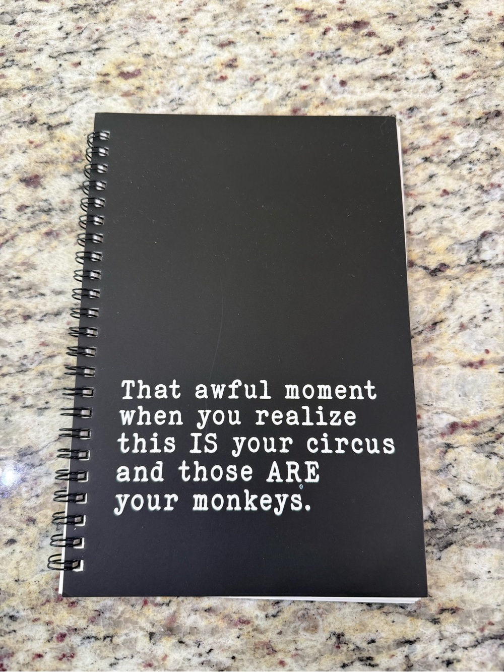 Funny Circus Monkeys Quote Black Spiral Notebook Journal Office Teacher Gift New